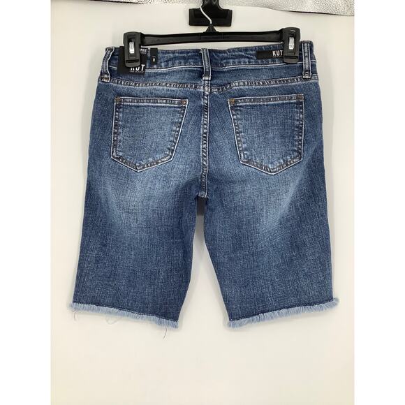 KUT from the Kloth Womens 0 Comrade Blue Sophie Bermuda Jean Shorts Denim O16-12 - Picture 5 of 9